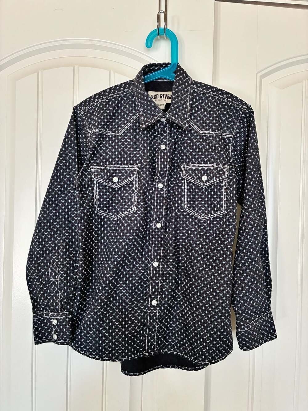 Red River Outfitters Youth L Geometric Pattern Pearl Snap Western Shirt